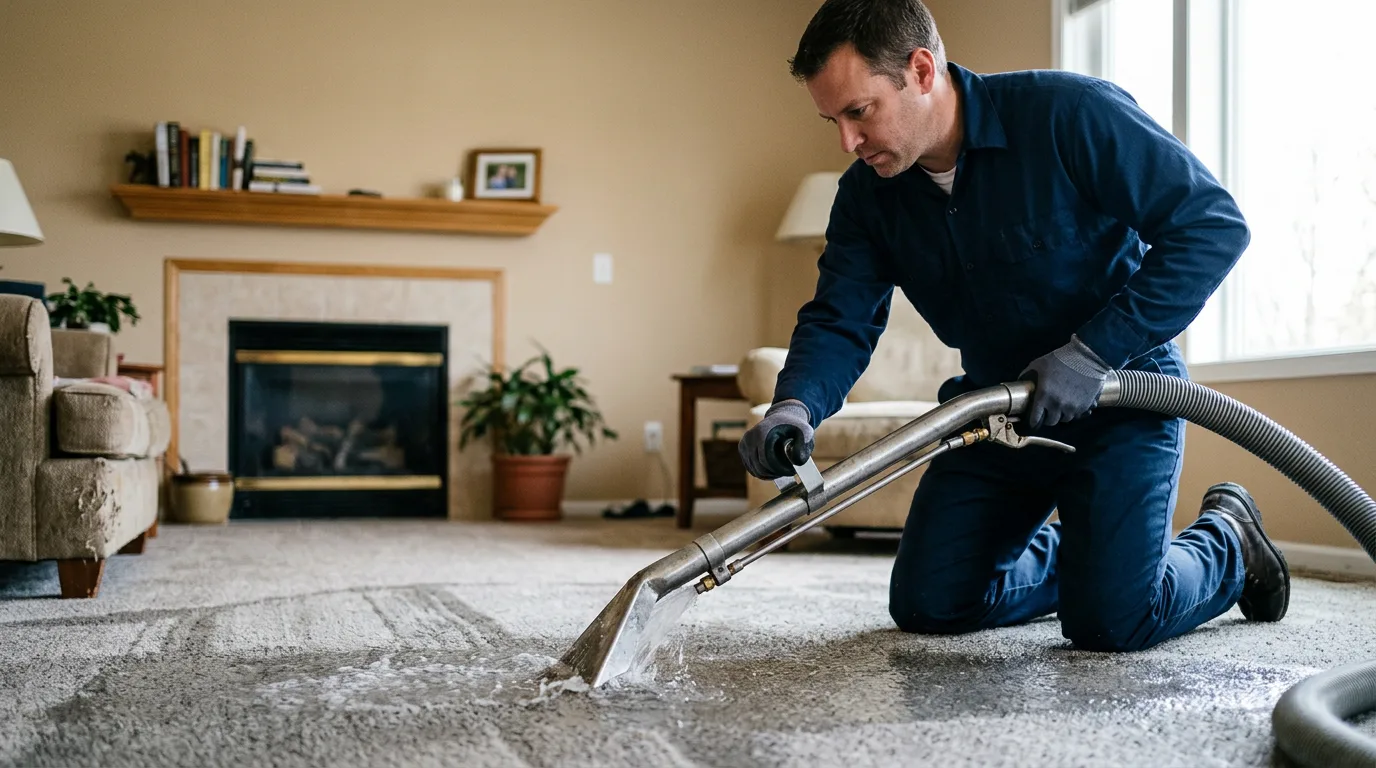 Water damage restoration technician working near Westford, MA